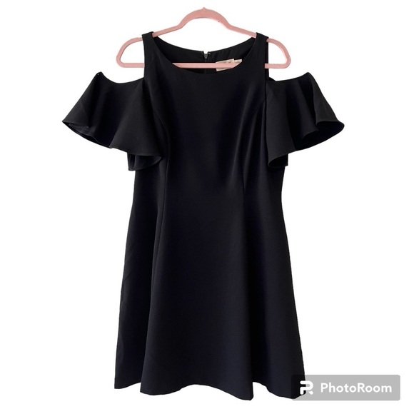 Eliza J Crepe Cold-Shoulder Fit and Flare Dress Size 12 - Picture 2 of 9